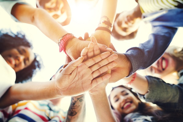 Diverse group of people in a circle